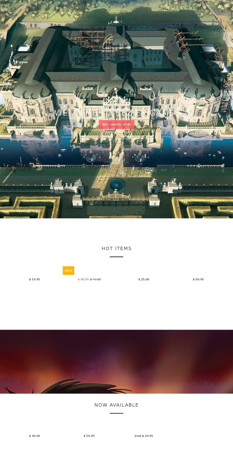 beziergames.com shopify website screenshot