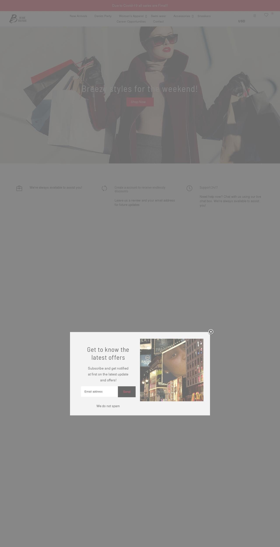 bfameboutique.com shopify website screenshot