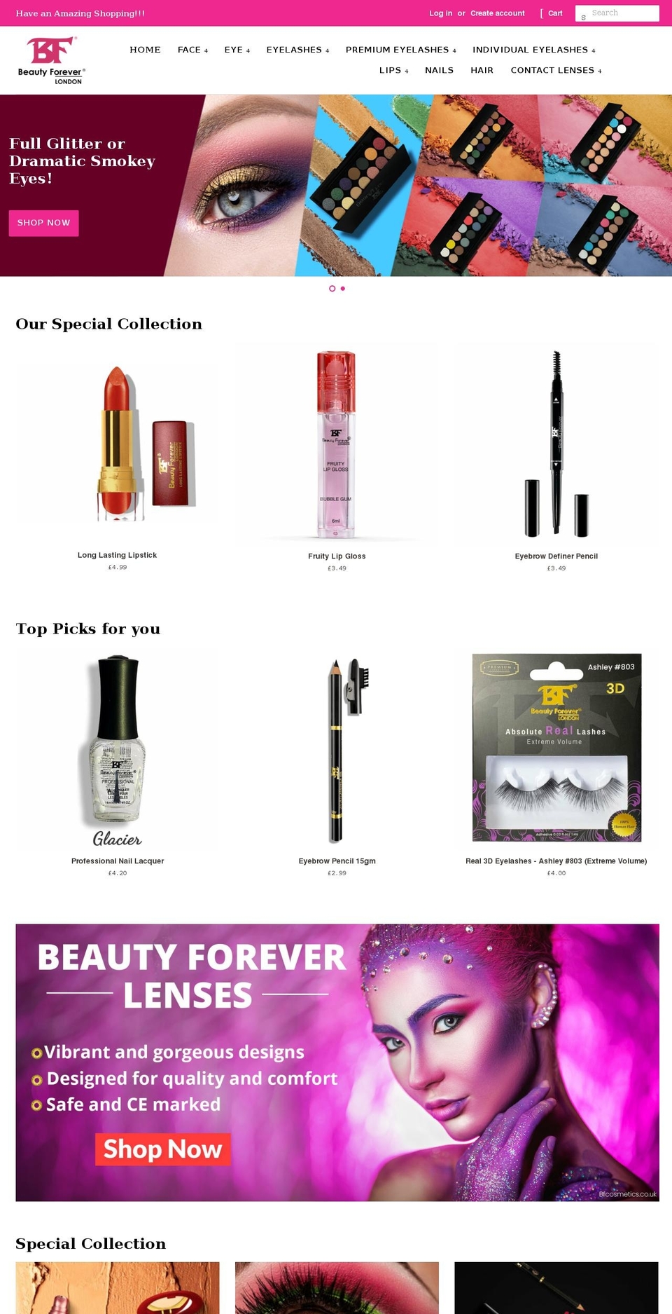 bfcosmetics.co.uk shopify website screenshot