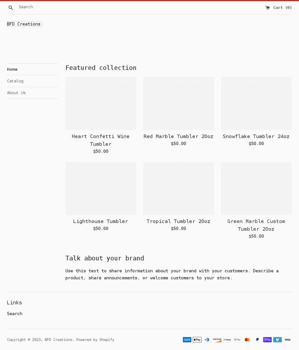 bfdcreations.com shopify website screenshot
