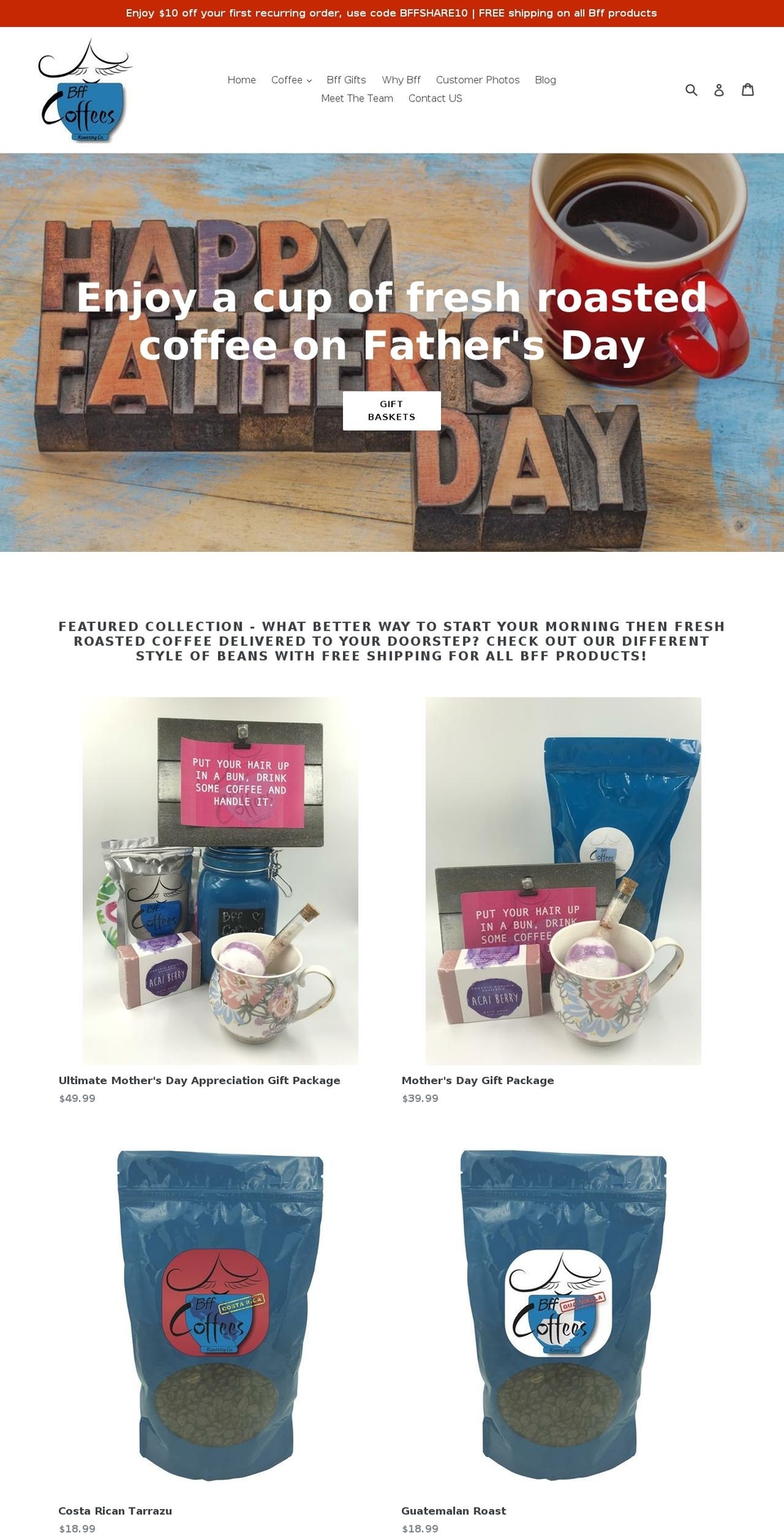 bffcoffees.com shopify website screenshot