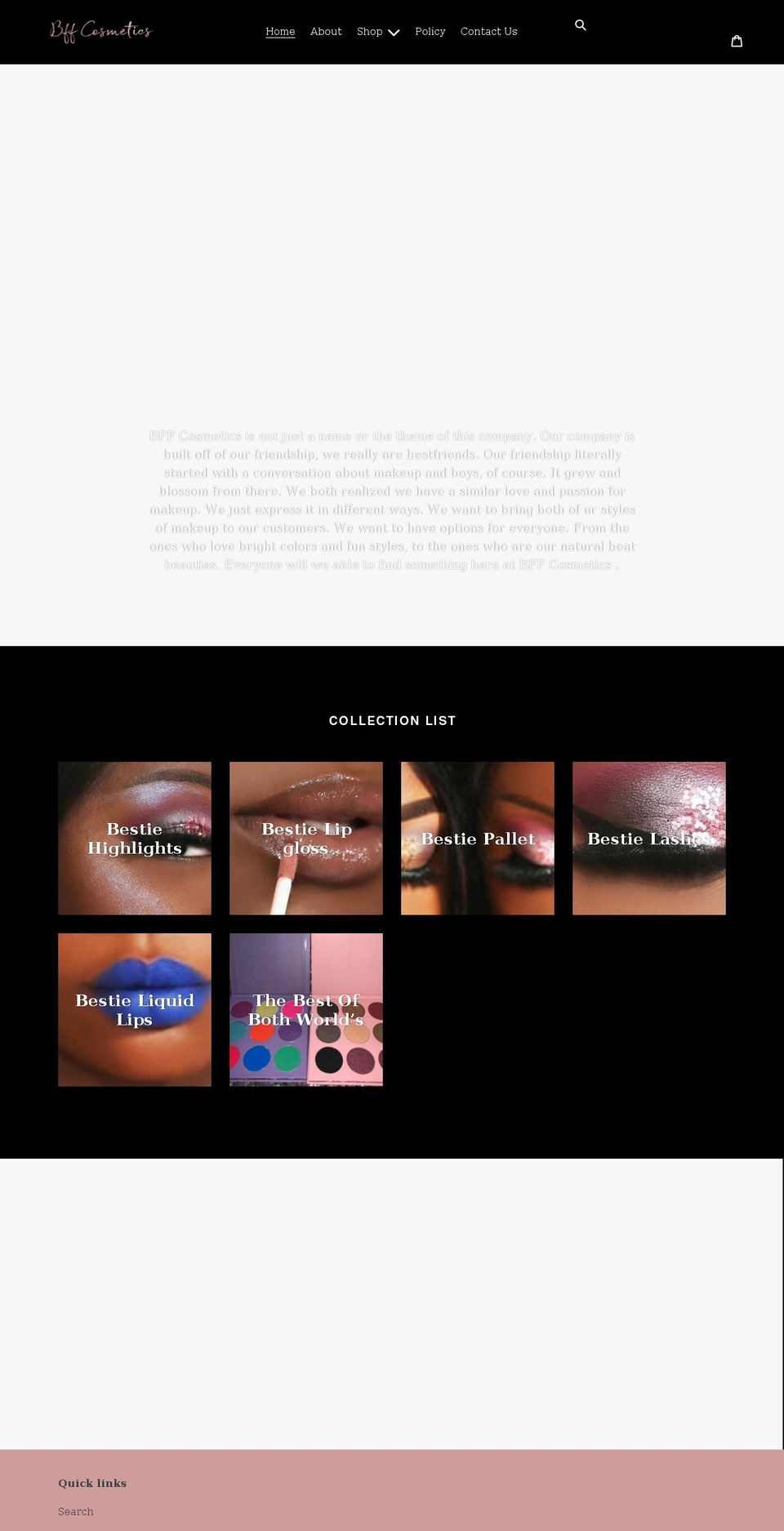 bffcosmeticsshop.com shopify website screenshot