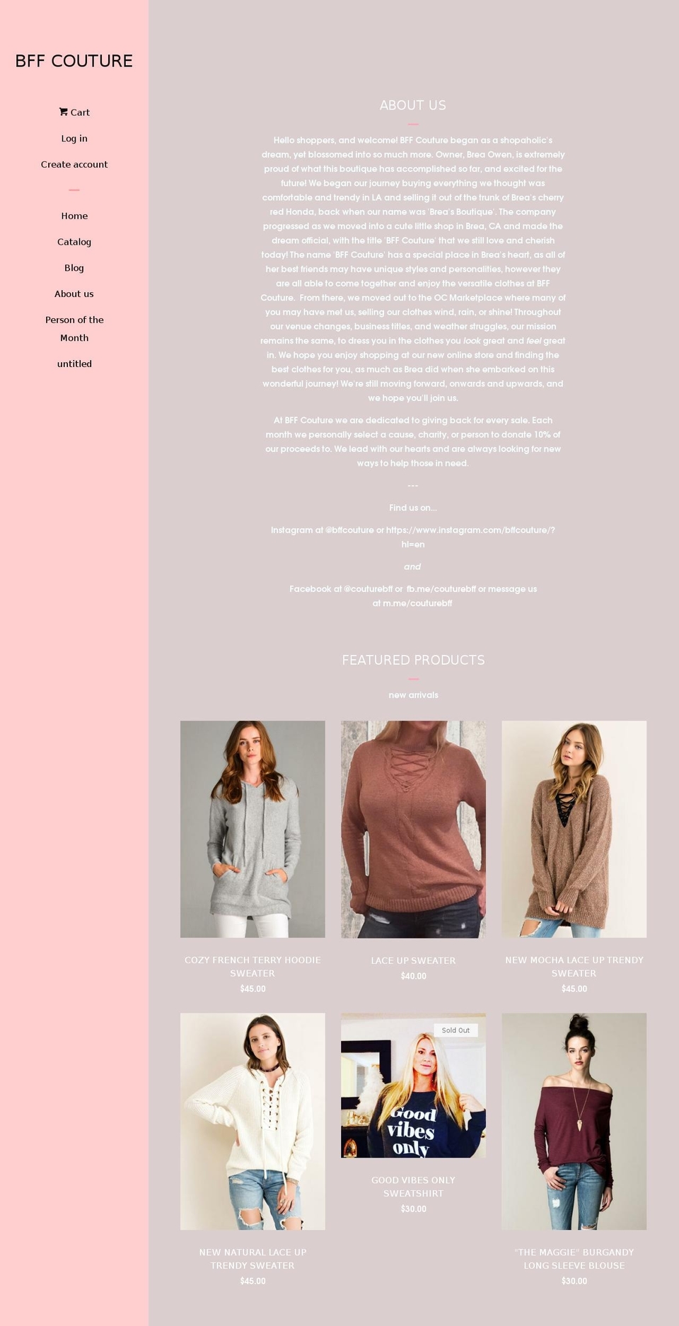 bffcouture.com shopify website screenshot