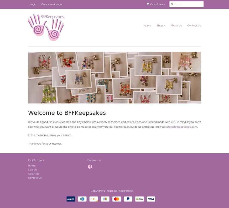 bffkeepsakes.org shopify website screenshot