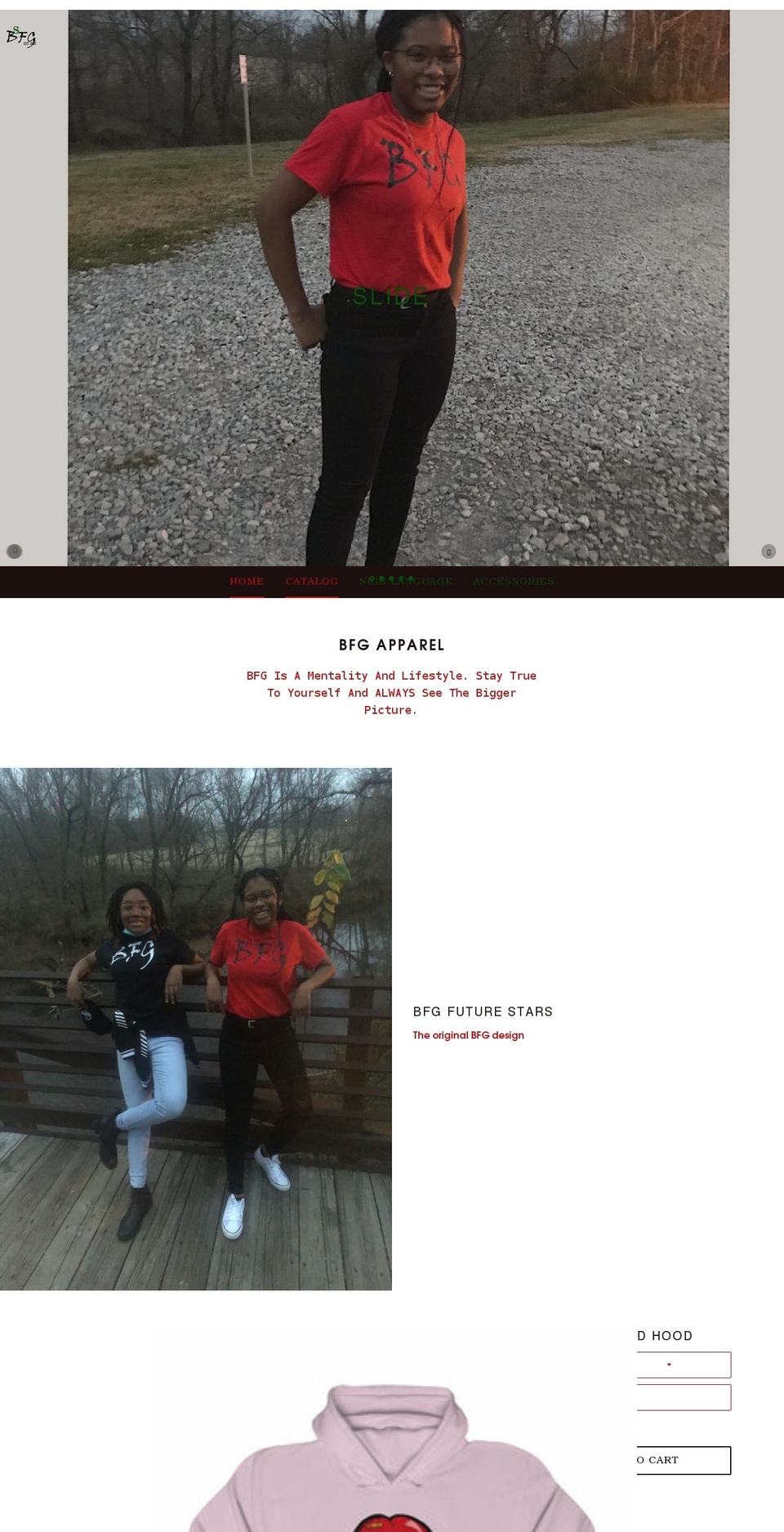 bfgapparel.com shopify website screenshot