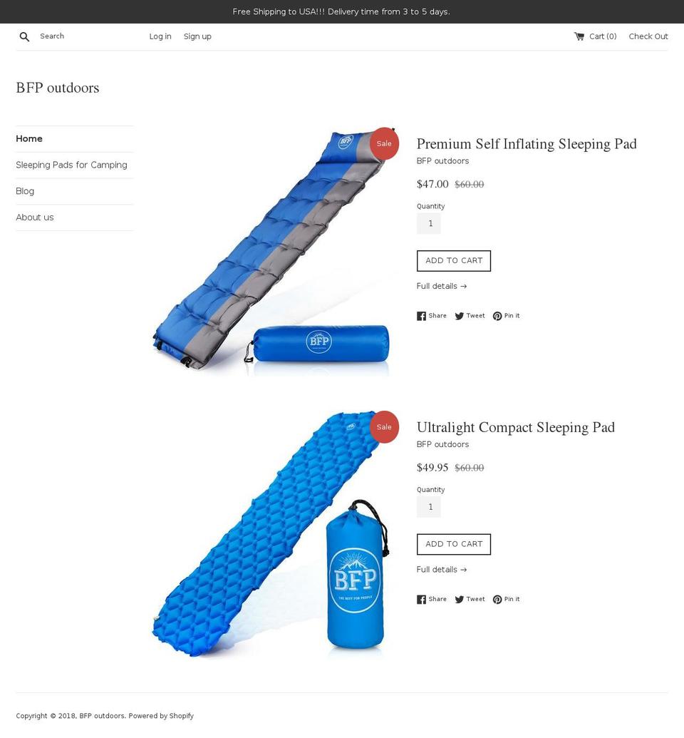 bfpoutdoors.com — Shopify storefront screenshot