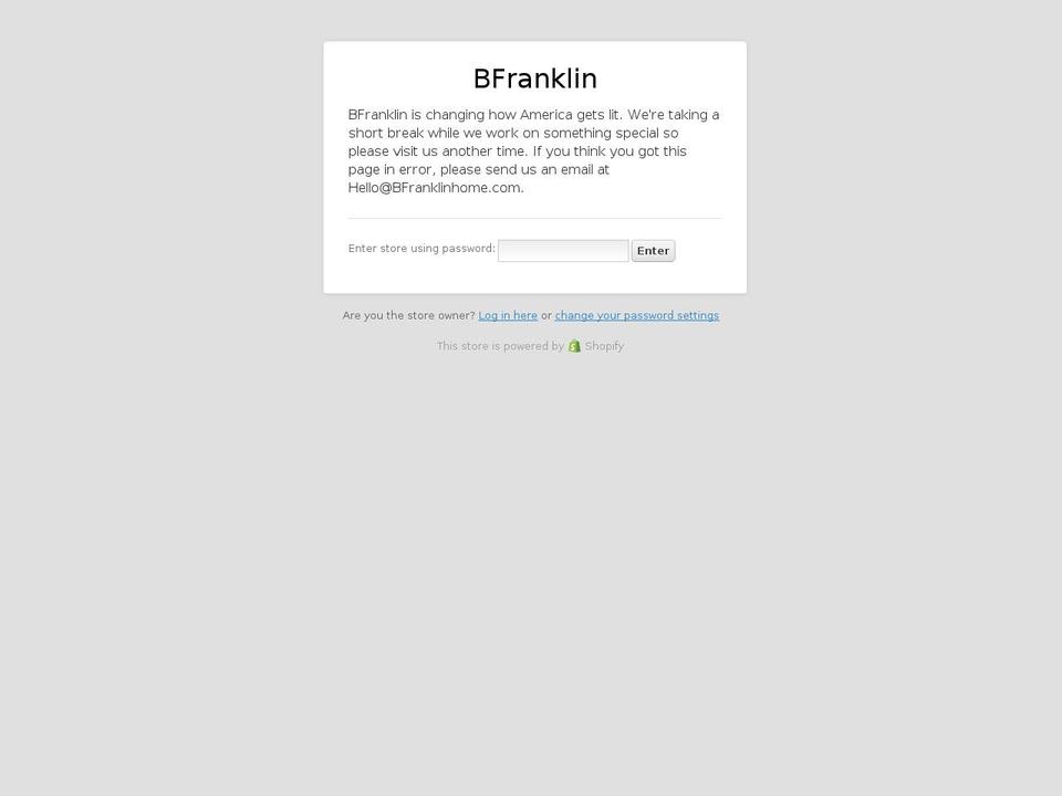 bfranklinhome.com — Shopify storefront screenshot