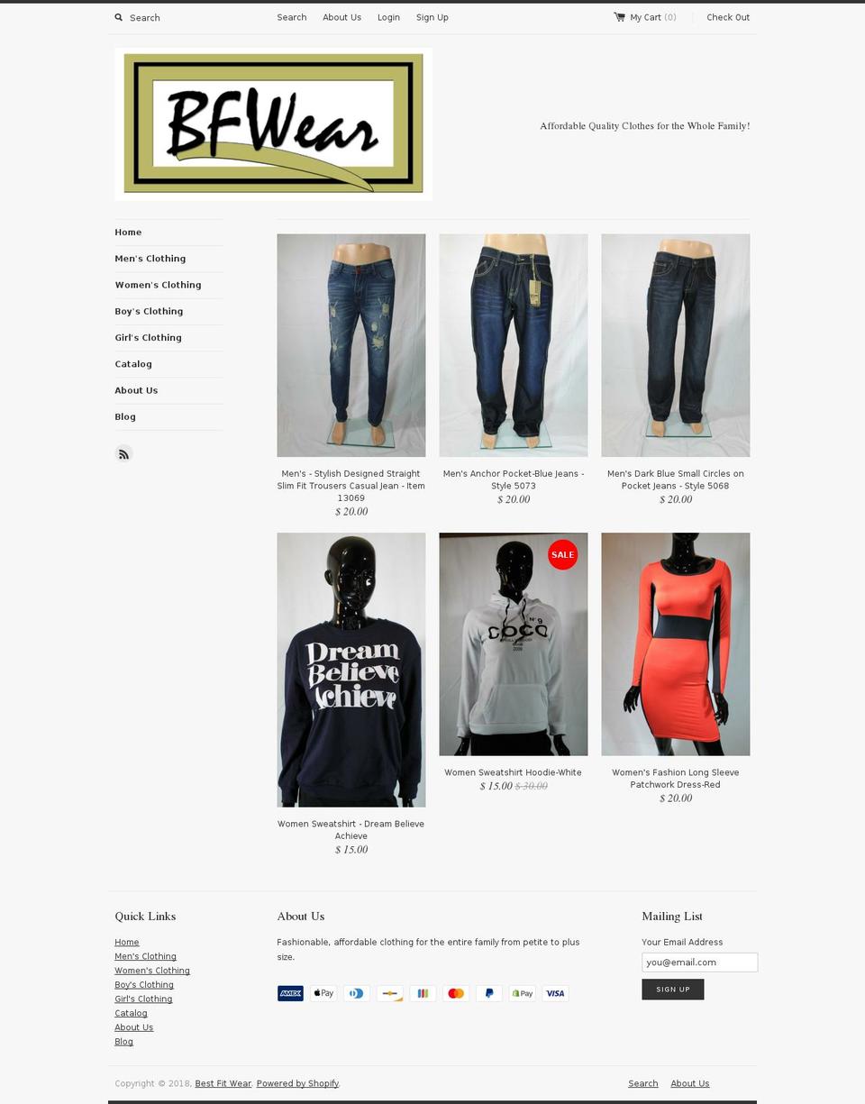 bfwear.biz shopify website screenshot