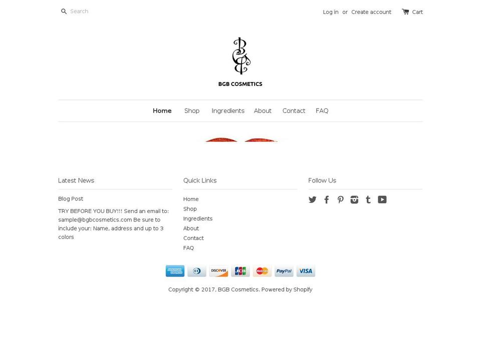 bgbcosmetics.com shopify website screenshot