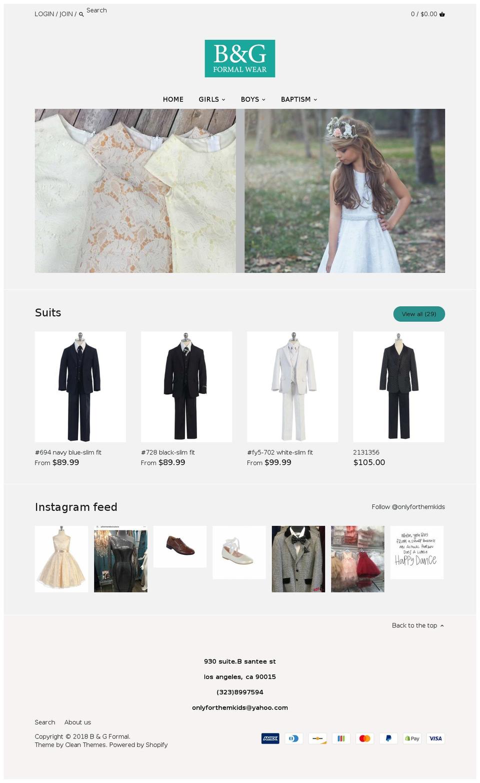 bgformalwear.com — Shopify storefront screenshot