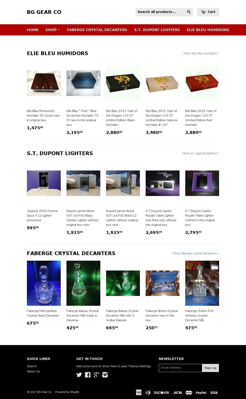 bggearcompany.com shopify website screenshot