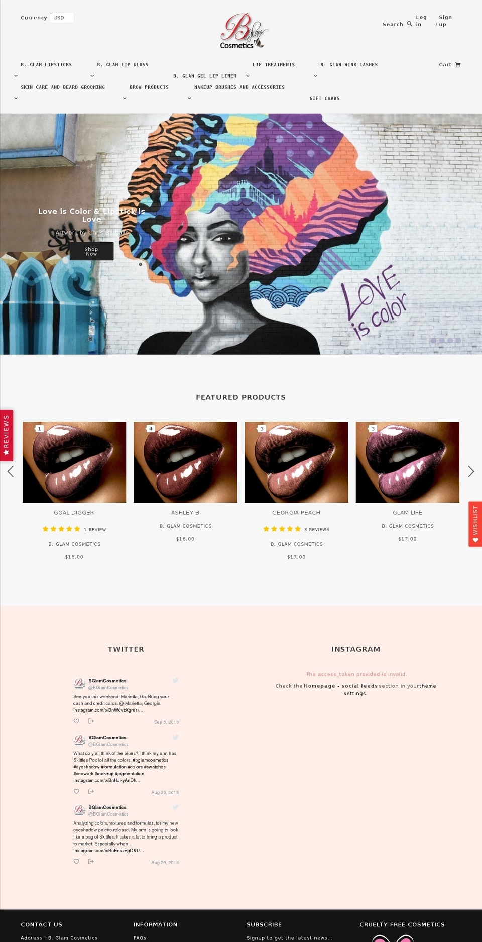 bglamcosmetics.com — Shopify storefront screenshot