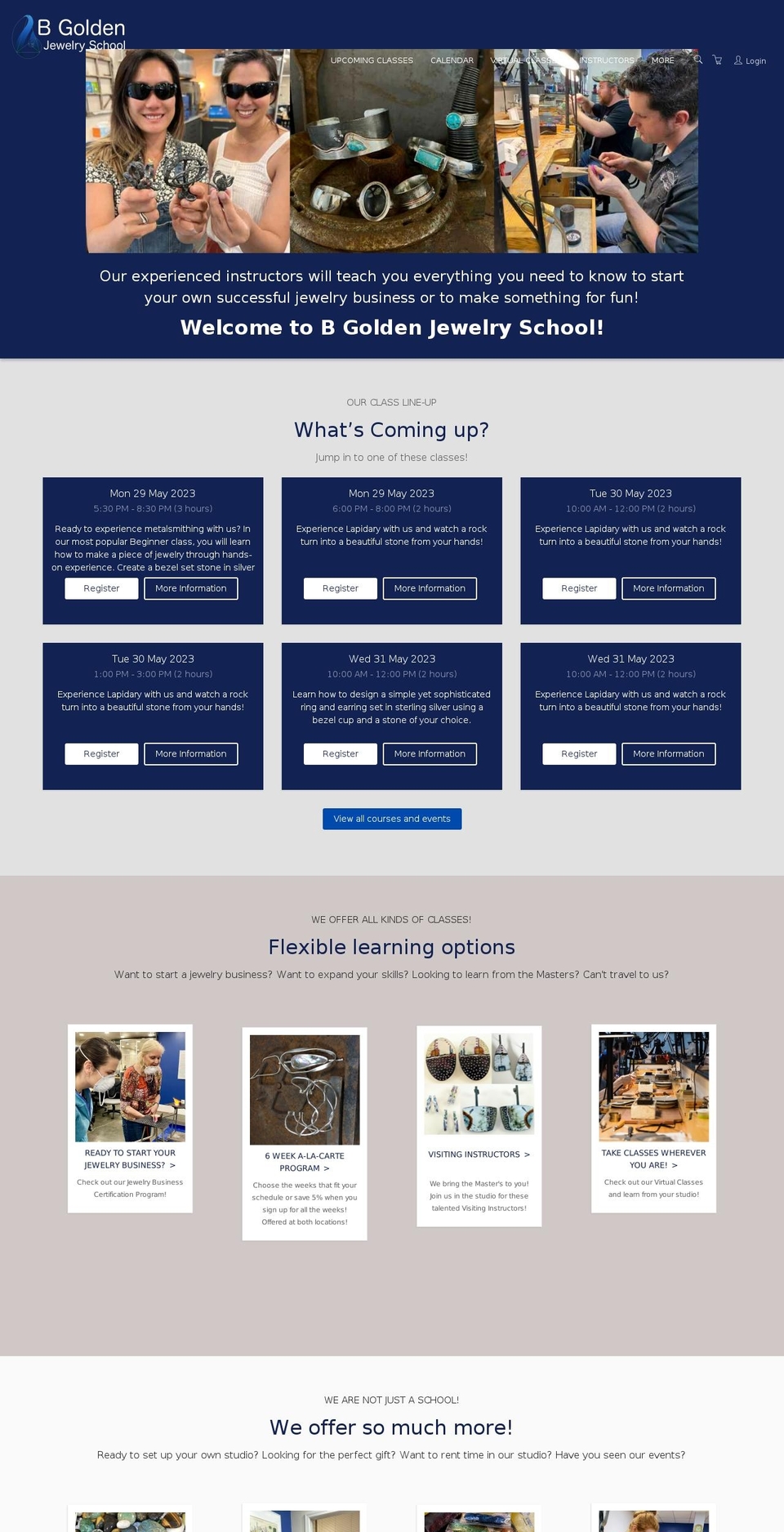 bgoldenjewelryschool.com shopify website screenshot