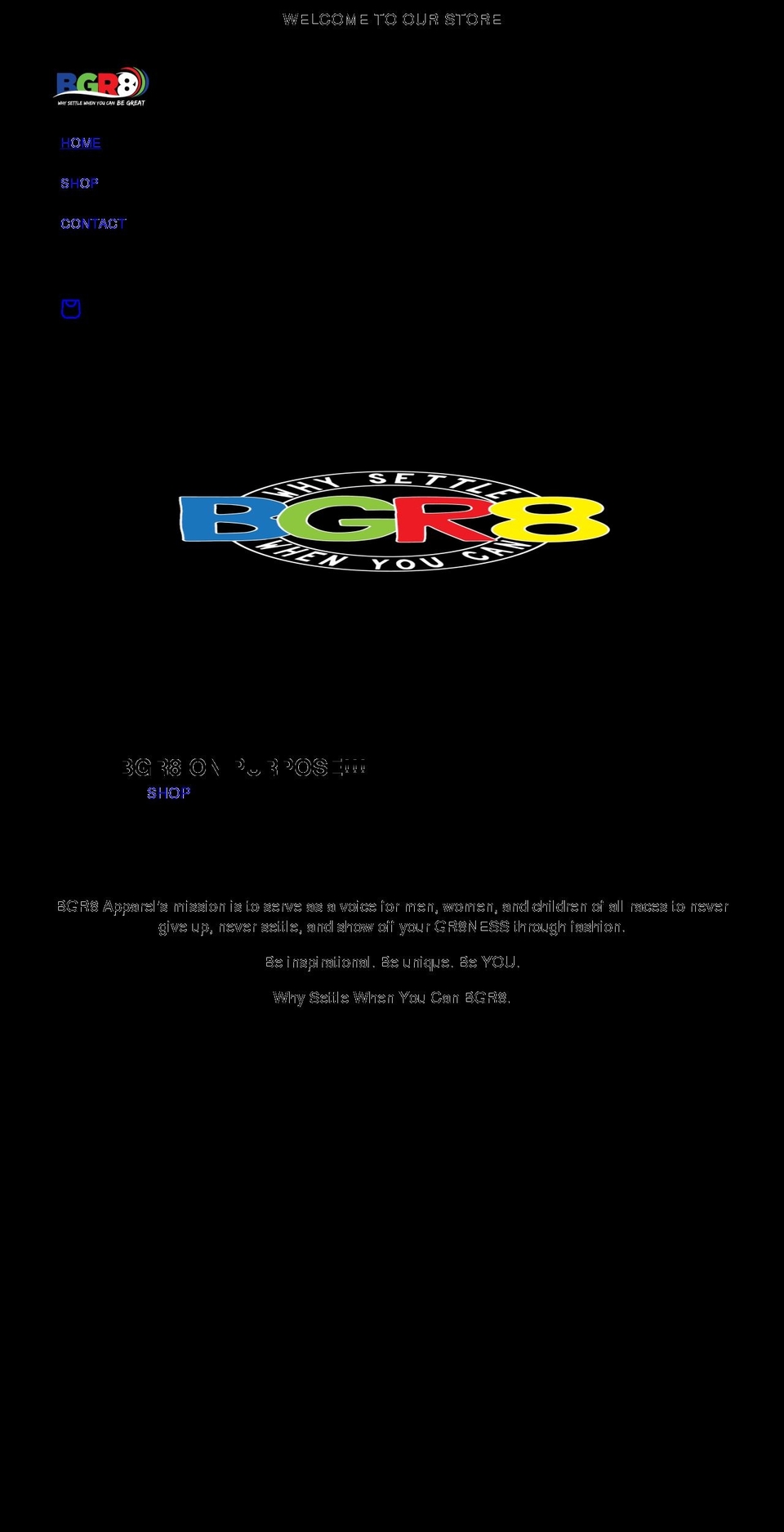 bgr8apparel.com shopify website screenshot