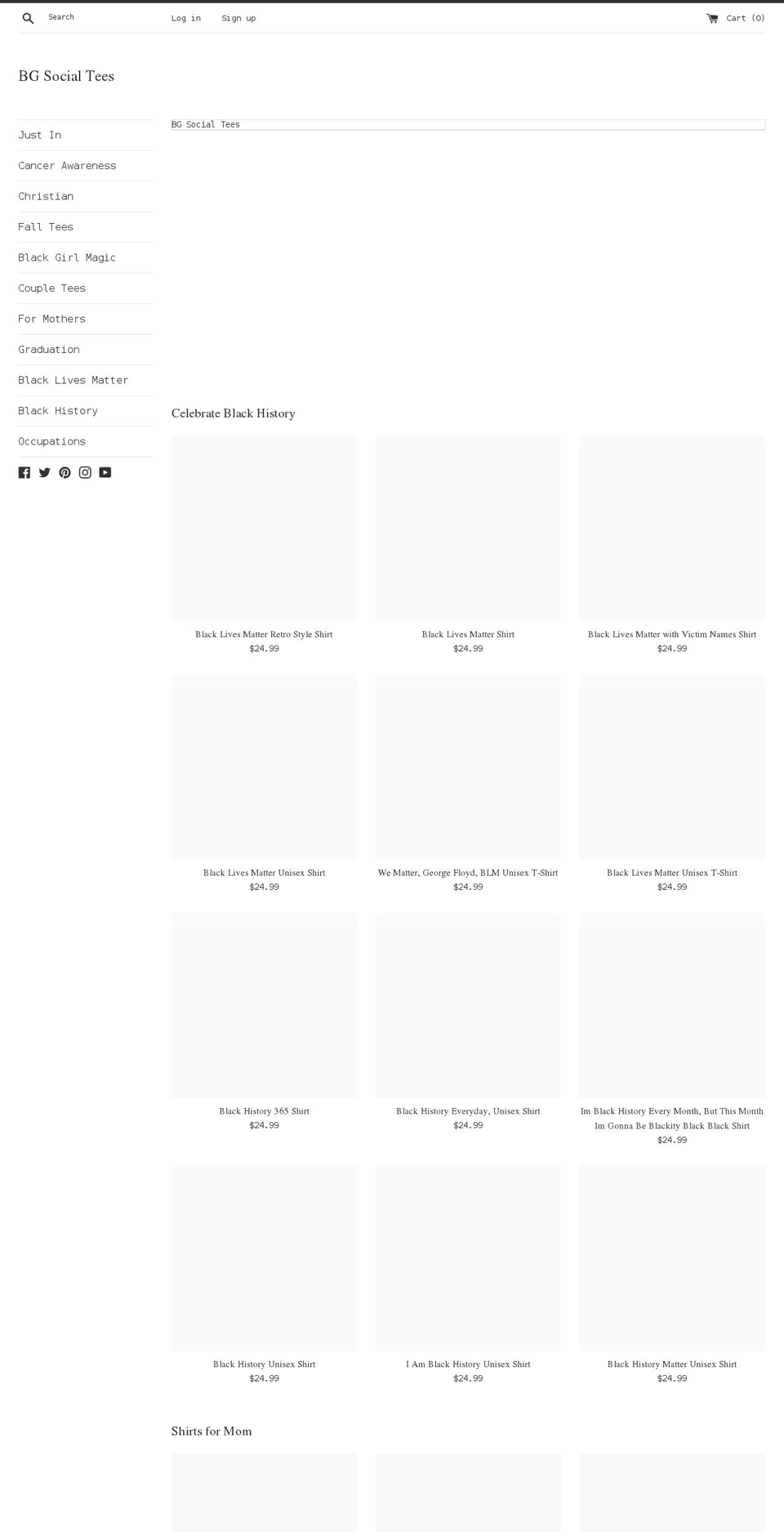 bgsocialtees.com shopify website screenshot