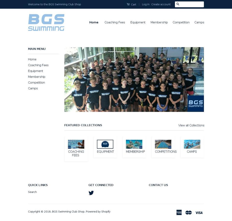 bgsswimmingshop.com — Shopify storefront screenshot