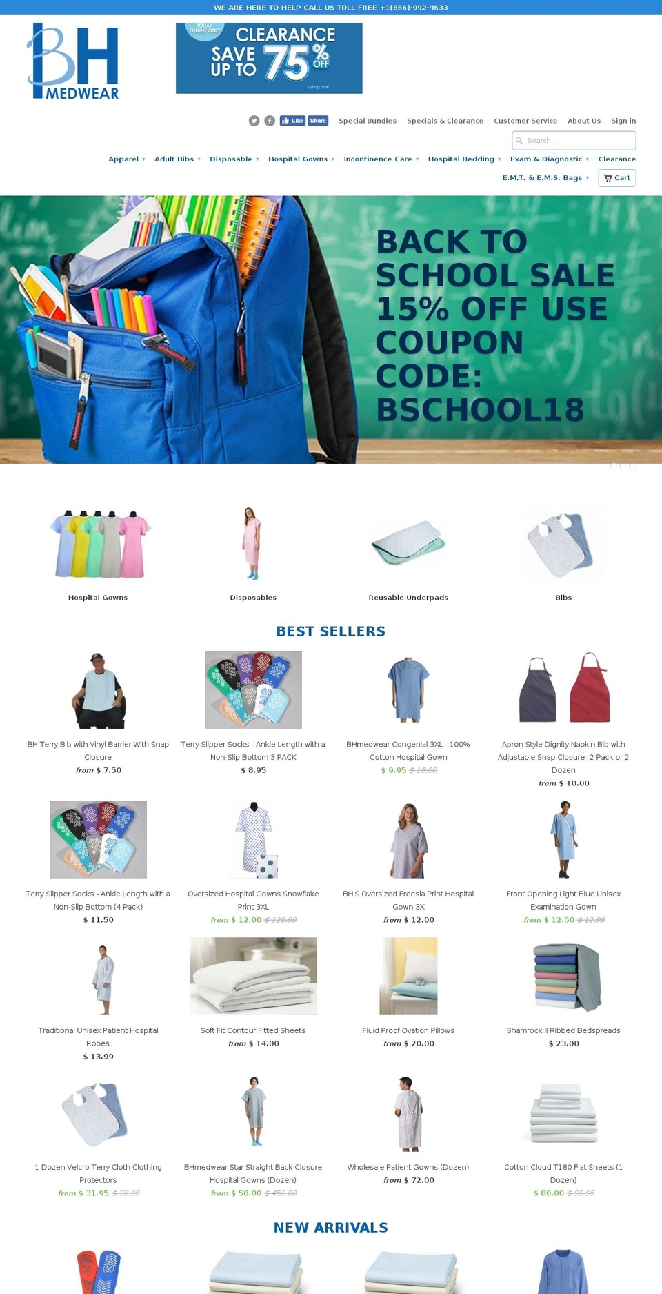 bh-medwear.com — Shopify storefront screenshot