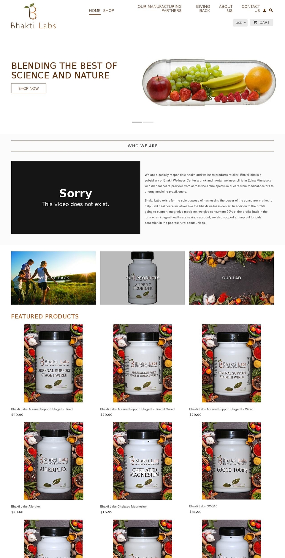 bhaktilabs.com shopify website screenshot