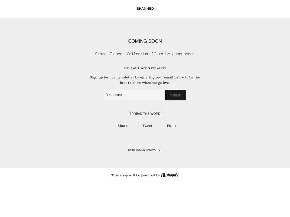 bhanned.com shopify website screenshot