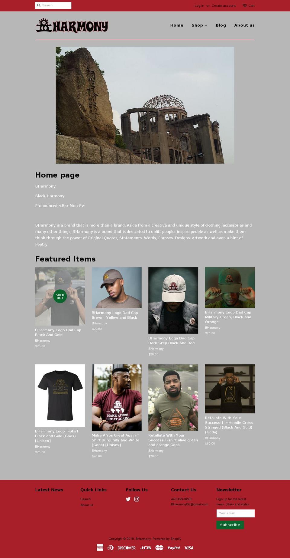 bharmonyclothing.com shopify website screenshot