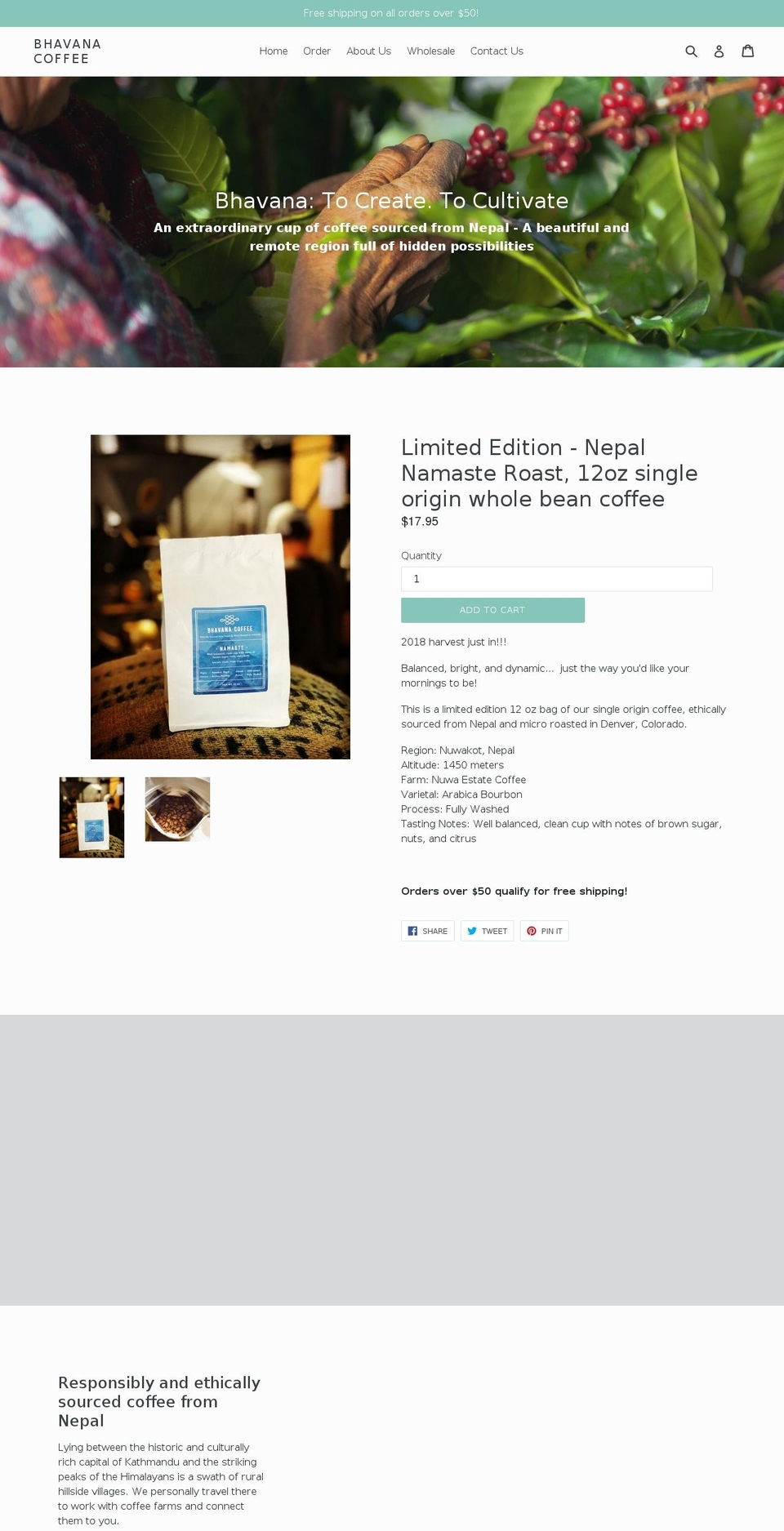 bhavanacoffee.com — Shopify storefront screenshot