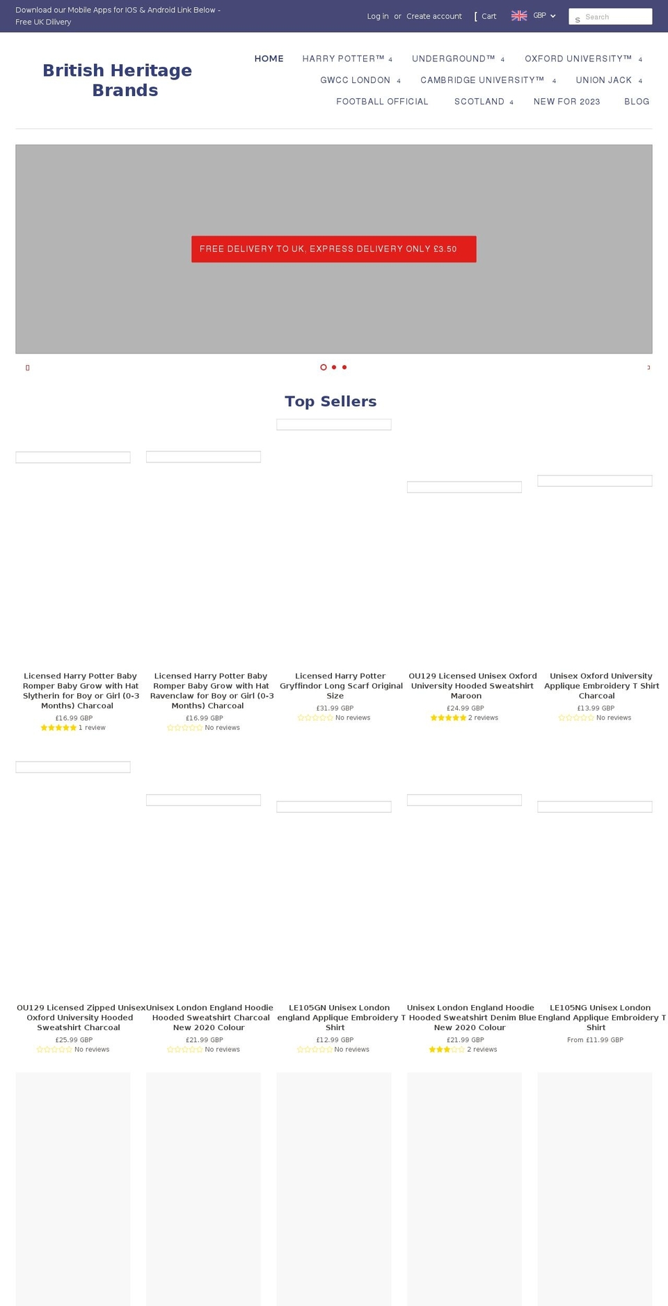 bhbrands.co.uk shopify website screenshot