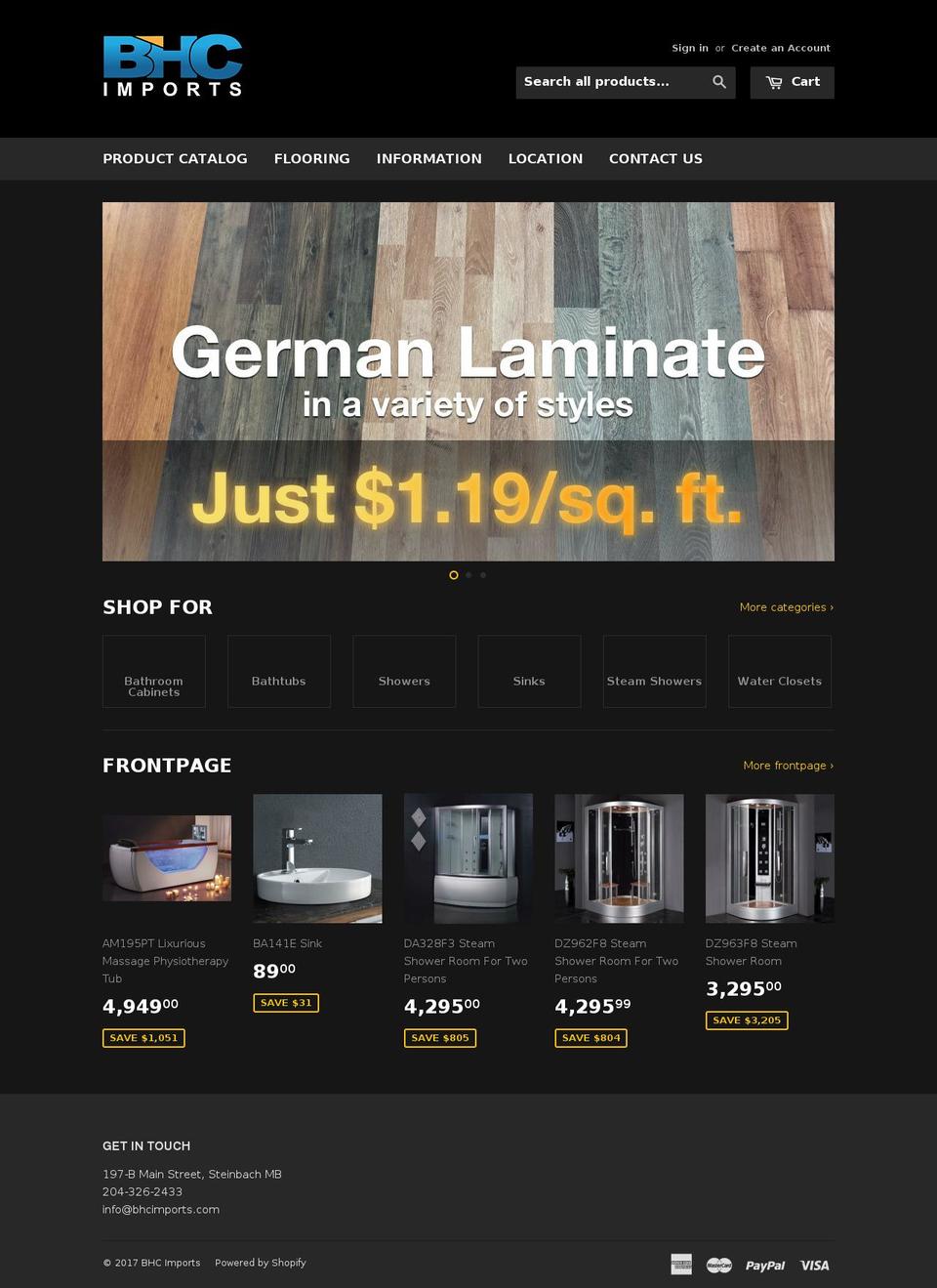 bhcimports.com shopify website screenshot