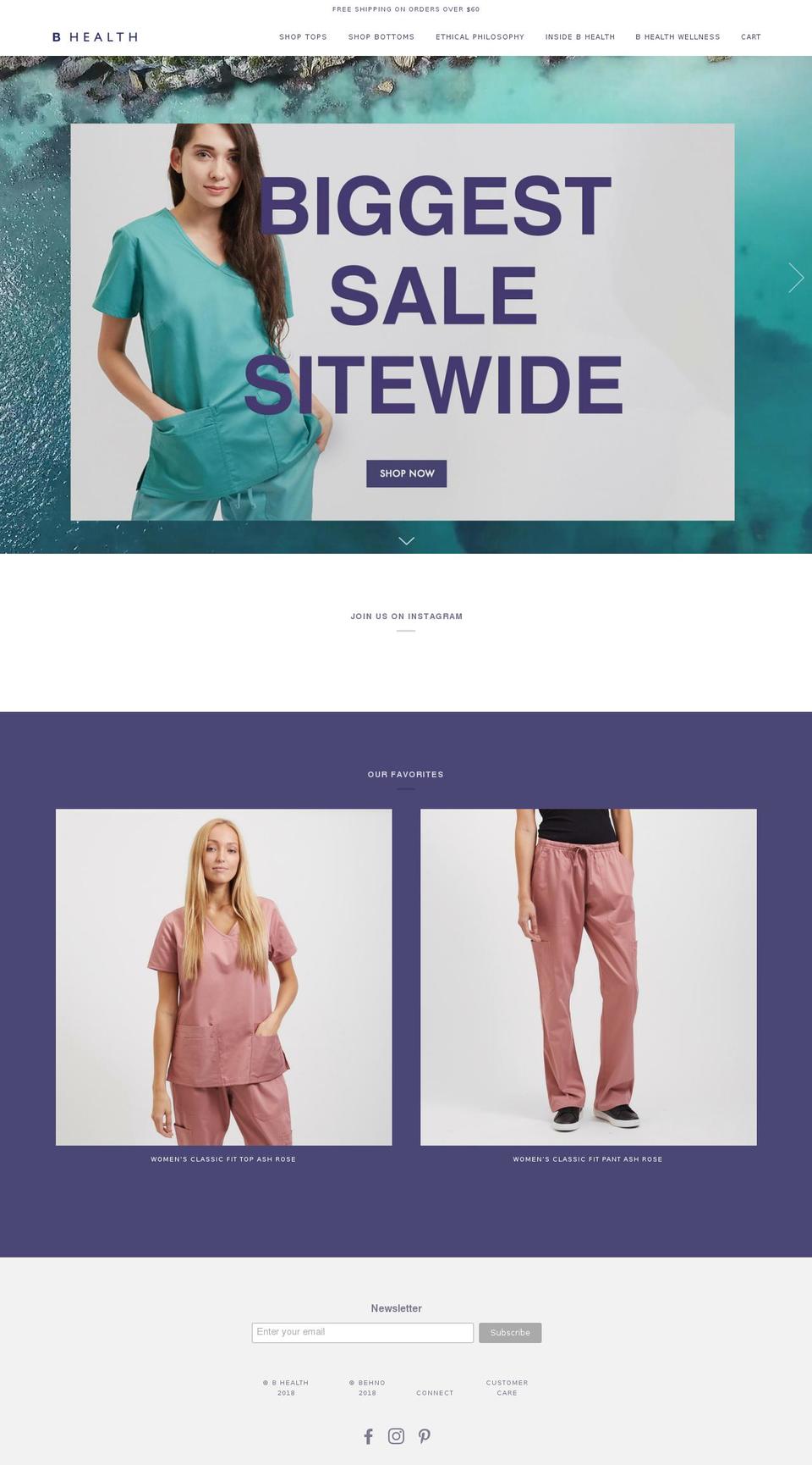 bhealthapparel.com — Shopify storefront screenshot