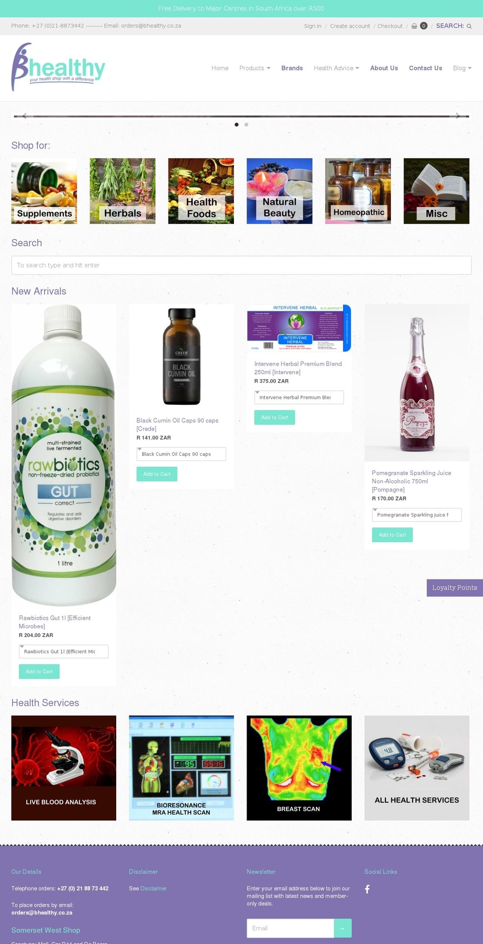 bhealthy.co.za shopify website screenshot