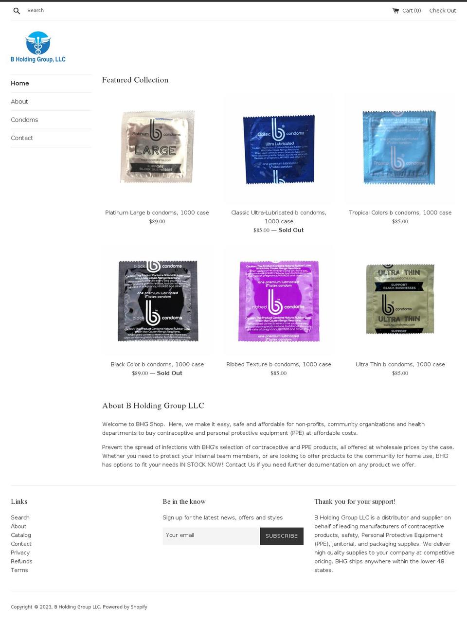 bhgshop.org shopify website screenshot