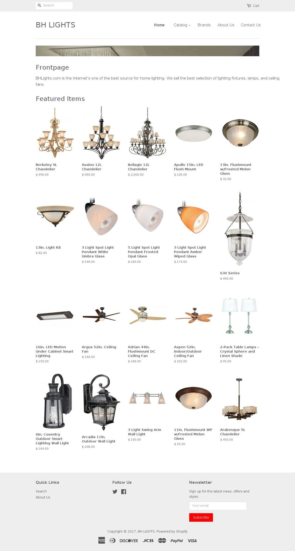 bhlights.com shopify website screenshot