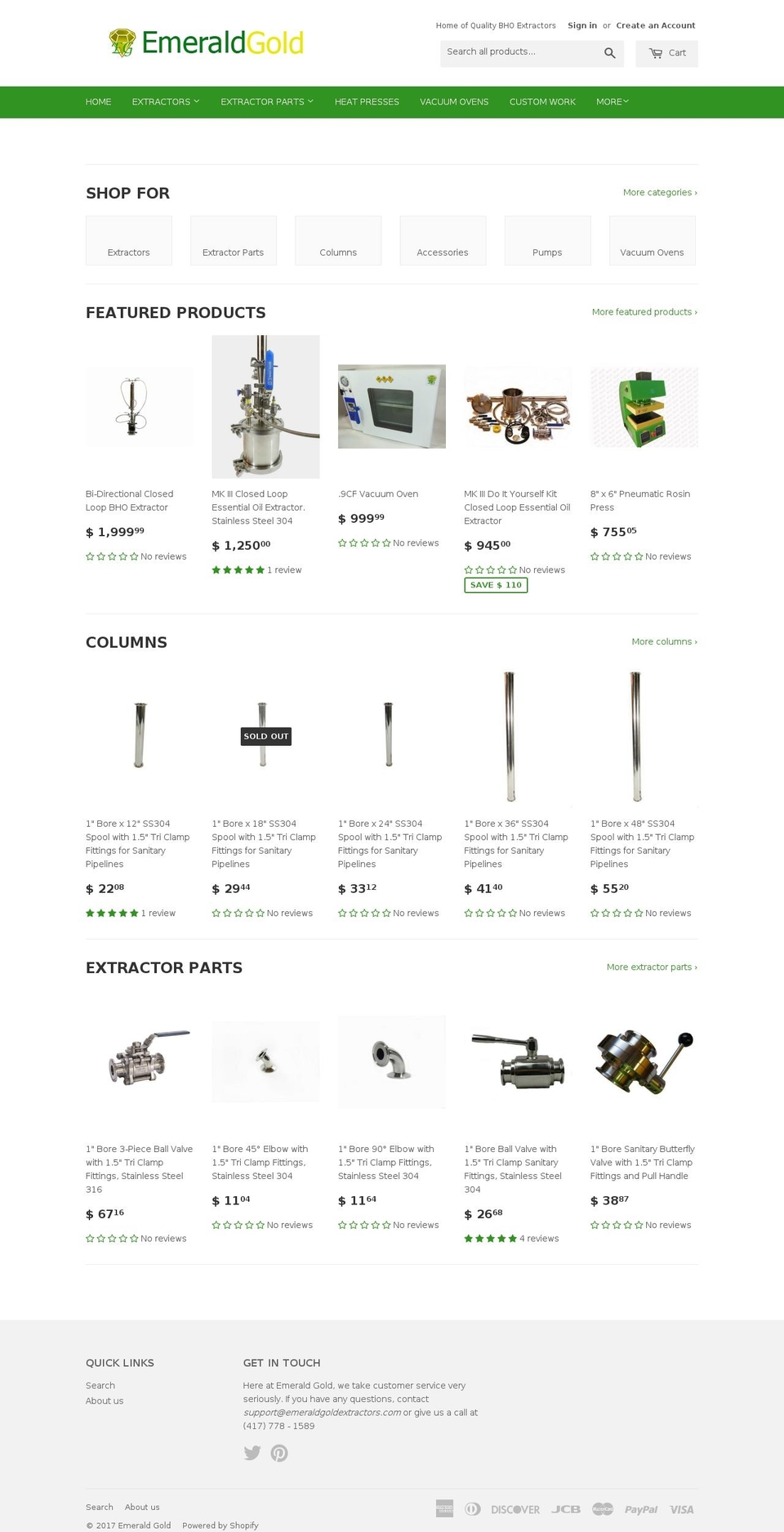 bho-extraction.com shopify website screenshot