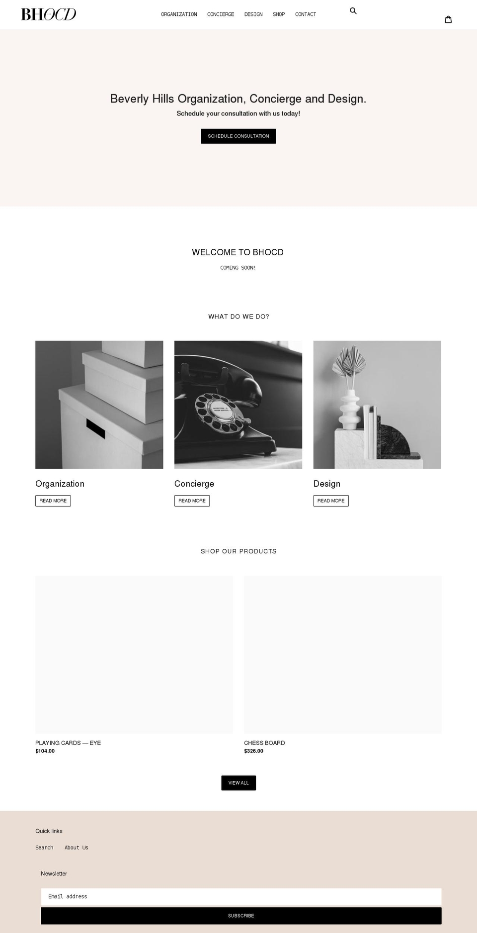bhocd.com shopify website screenshot