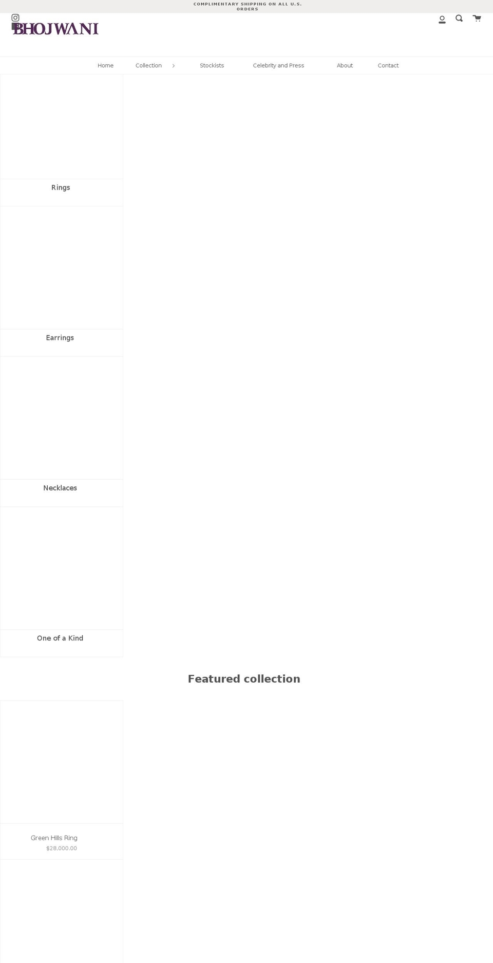 bhojwani.com shopify website screenshot