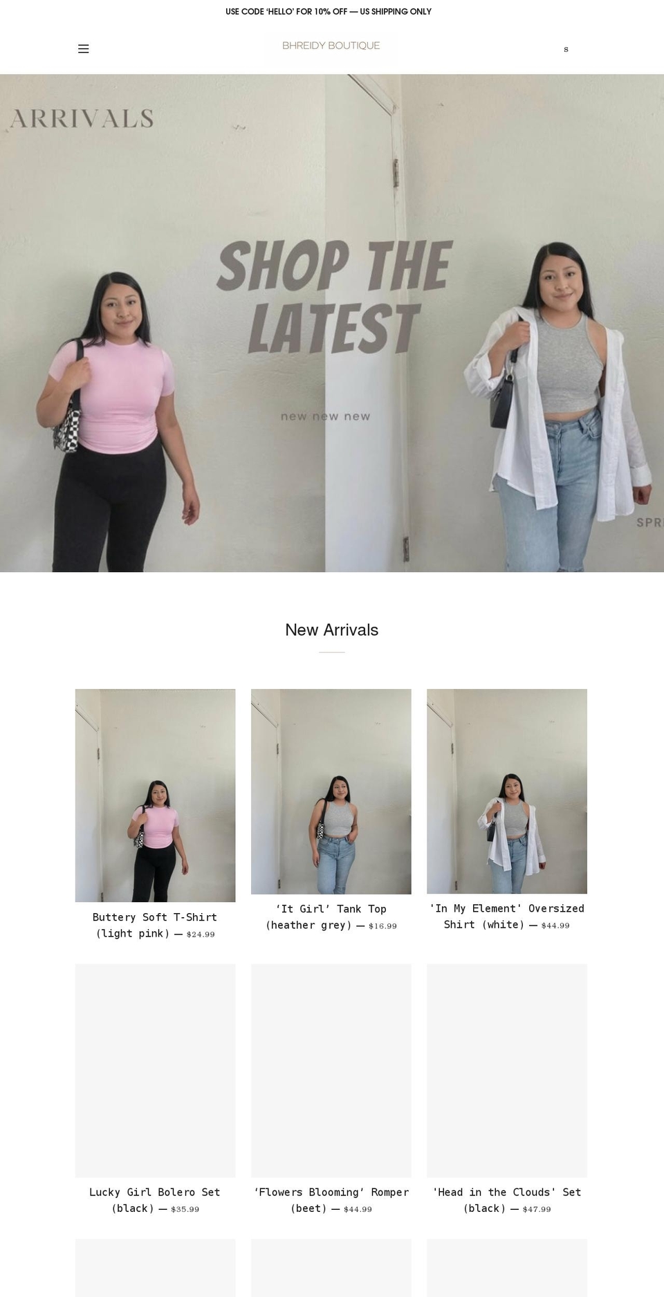 bhreidyboutique.com shopify website screenshot