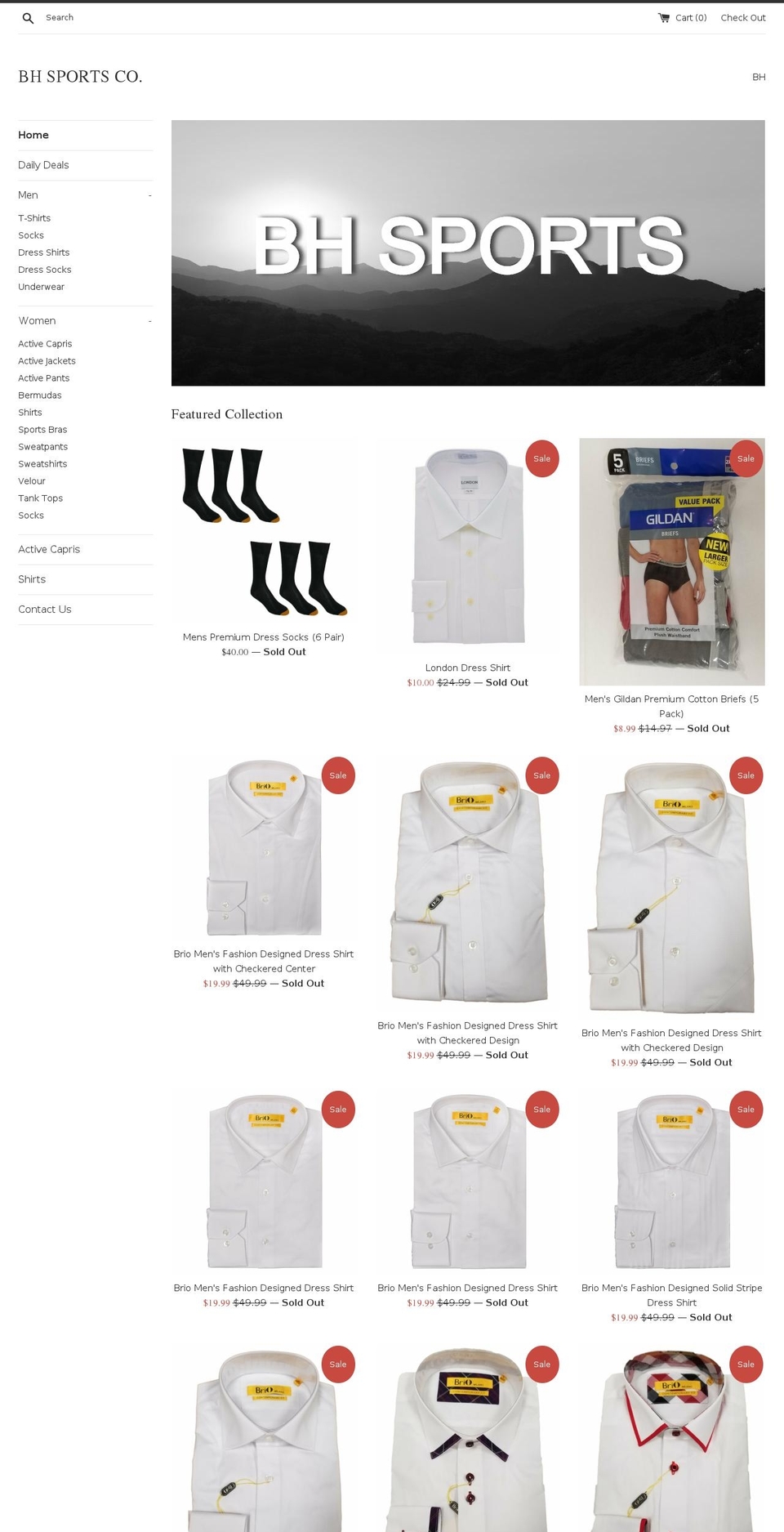 bhsportsco.com — Shopify storefront screenshot