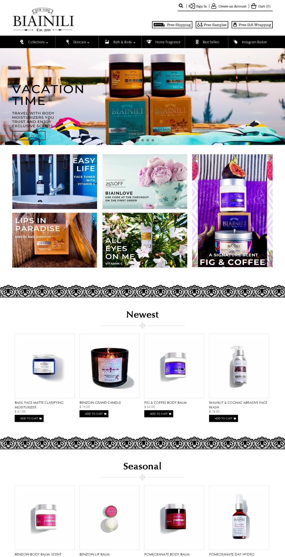 biainili.com shopify website screenshot