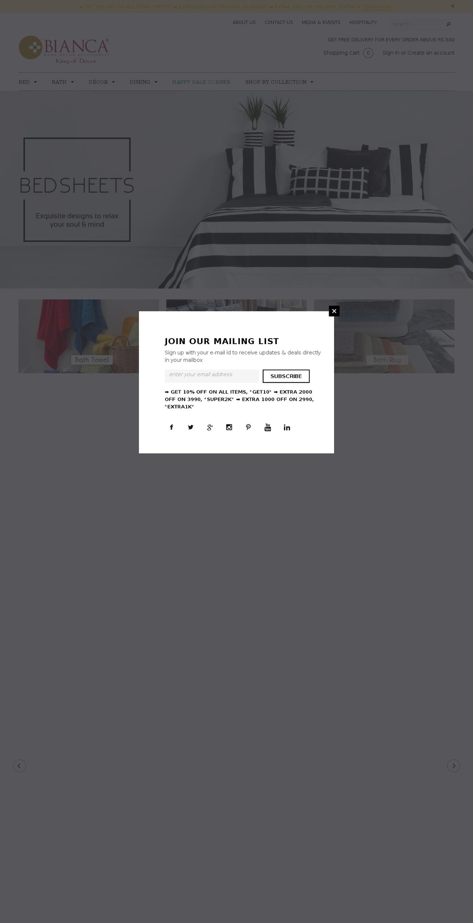 biancahome.com — Shopify storefront screenshot
