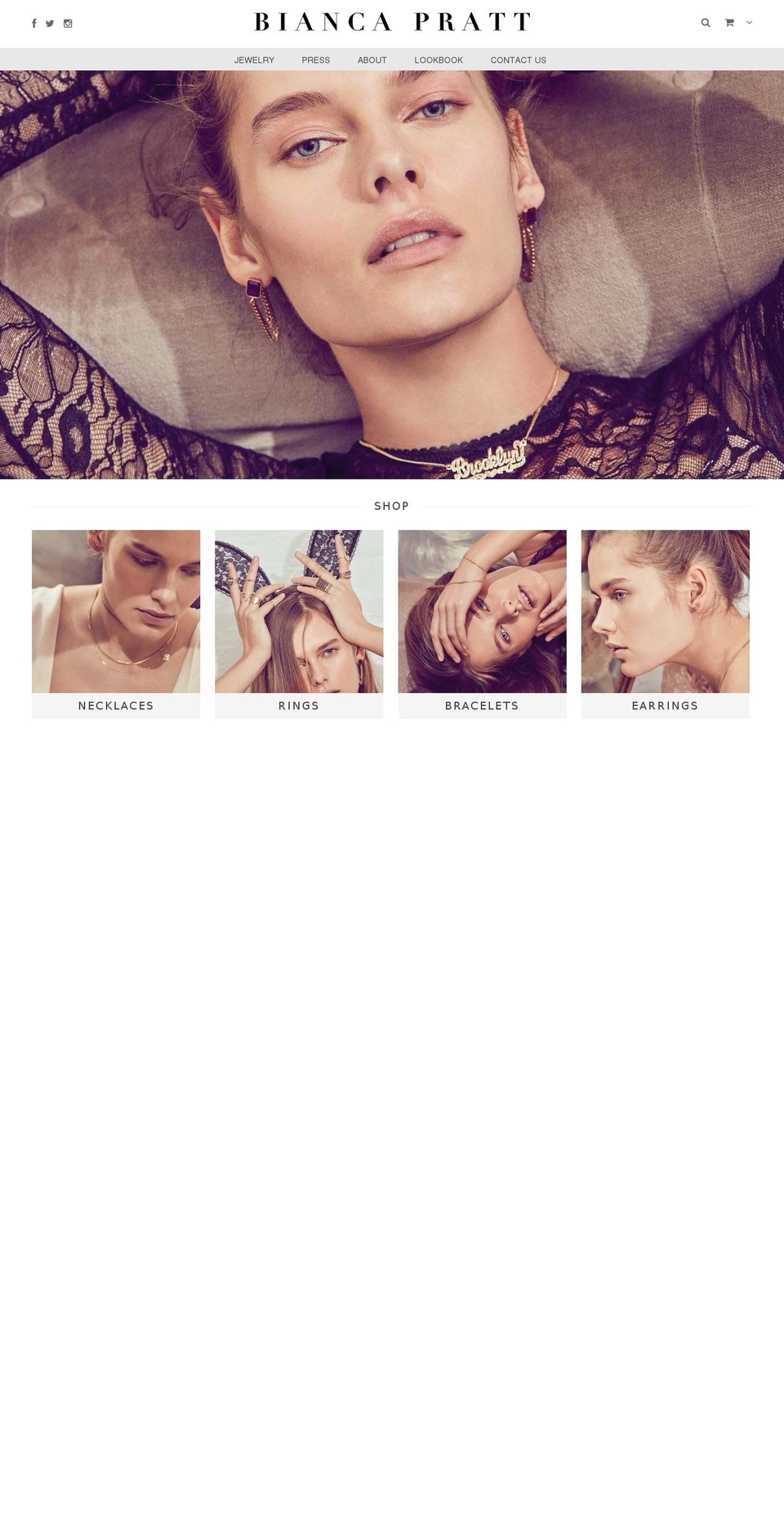 biancajewelry.com shopify website screenshot