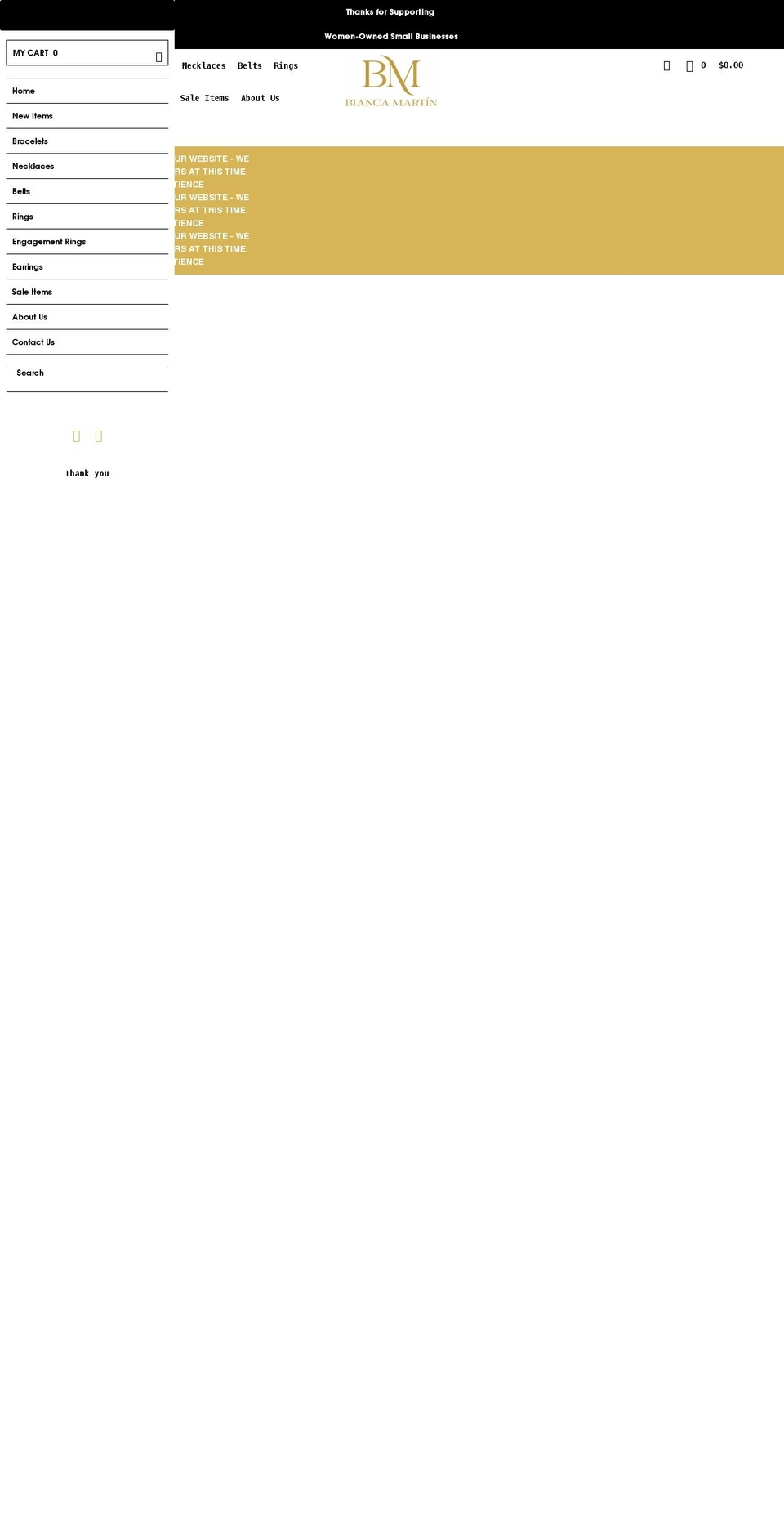 biancamartinjewelry.com shopify website screenshot