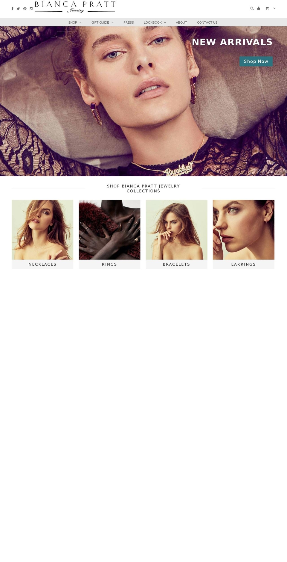 biancaprattjewelry.com — Shopify storefront screenshot