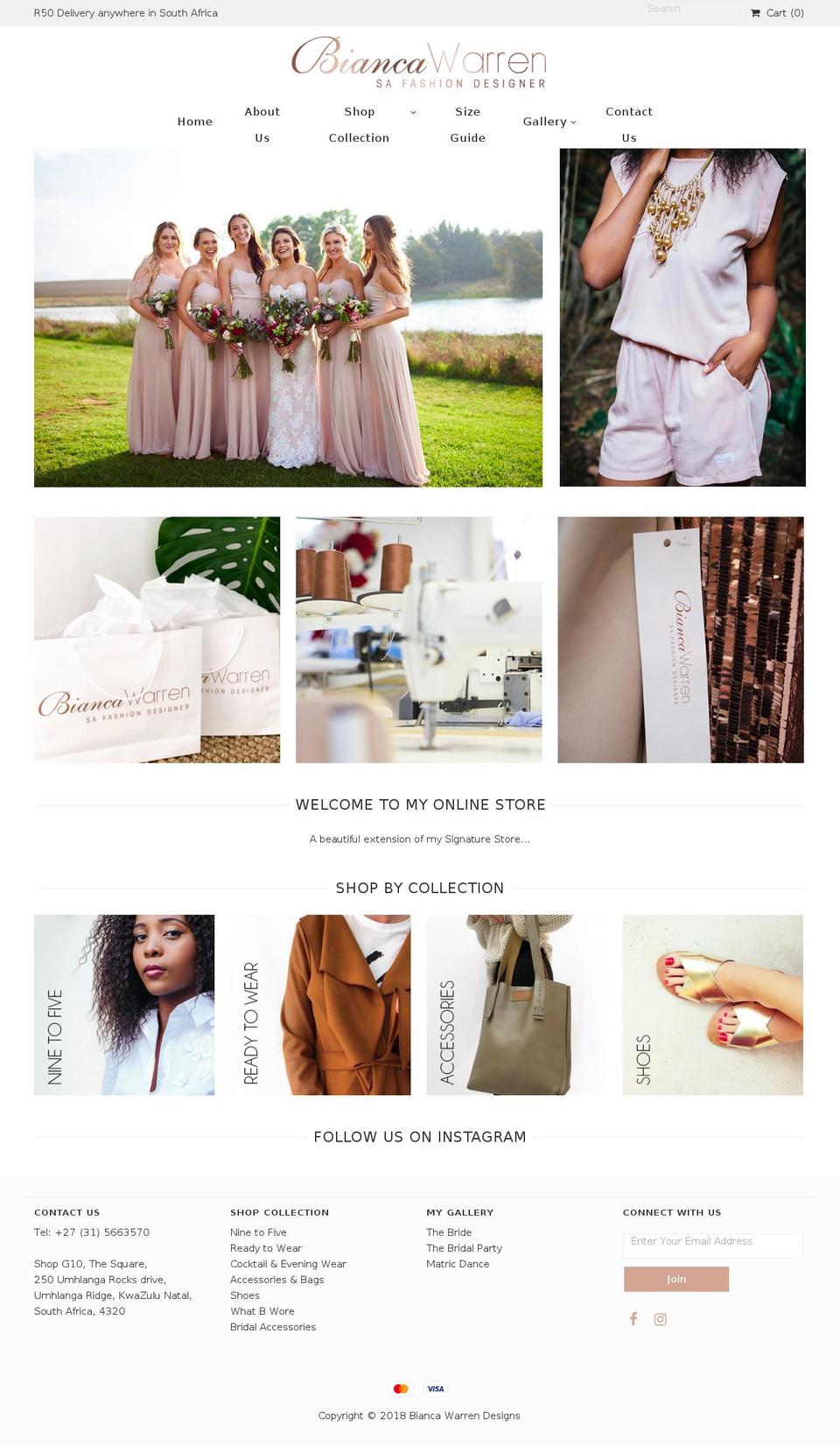 biancawarren.com — Shopify storefront screenshot