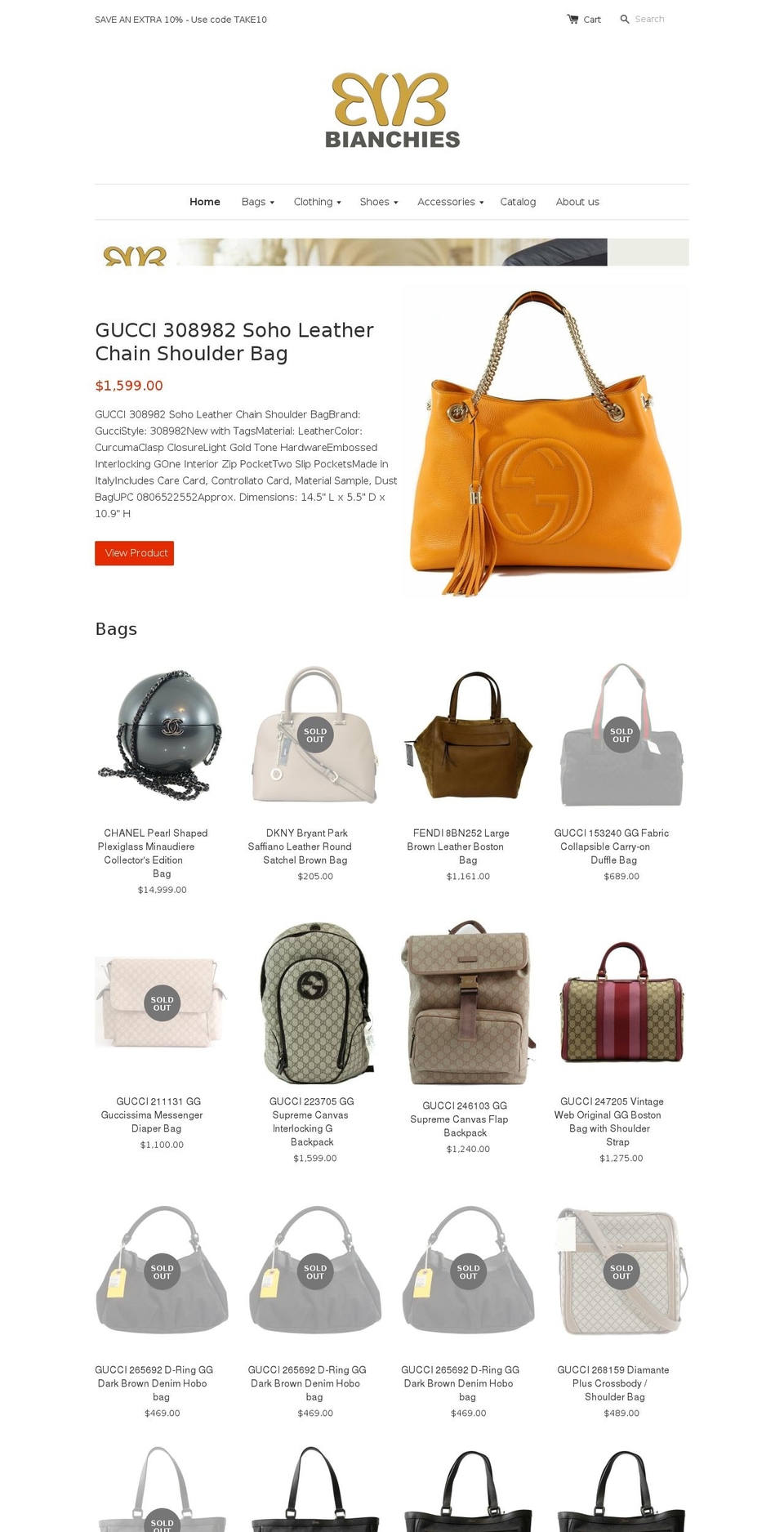 bianchies.com — Shopify storefront screenshot