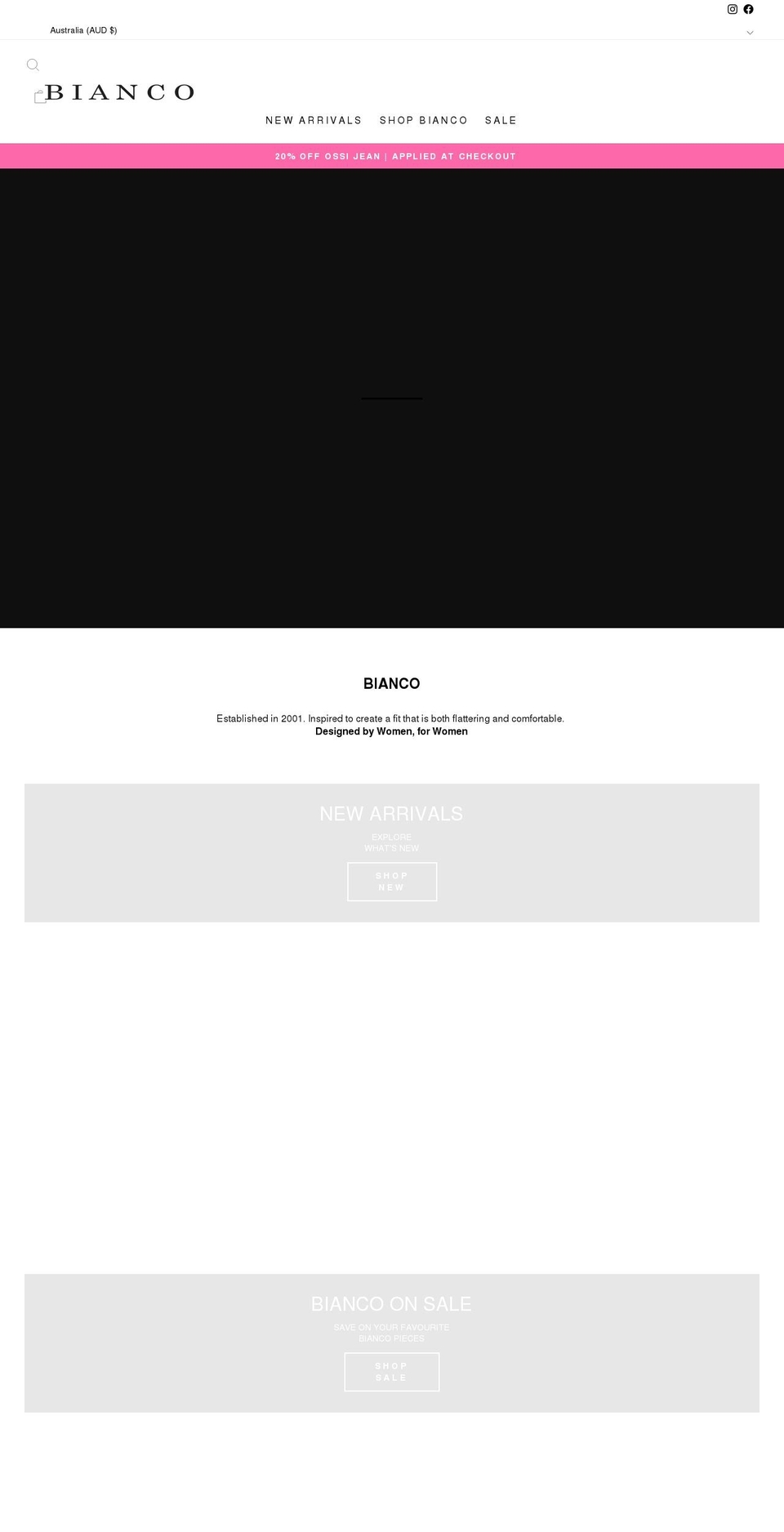 biancojeans.com.au shopify website screenshot