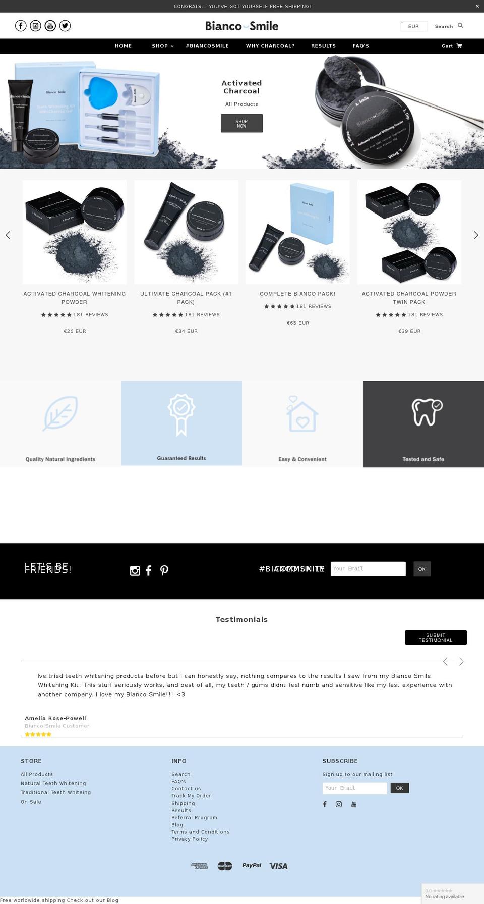 biancosmile.com — Shopify storefront screenshot