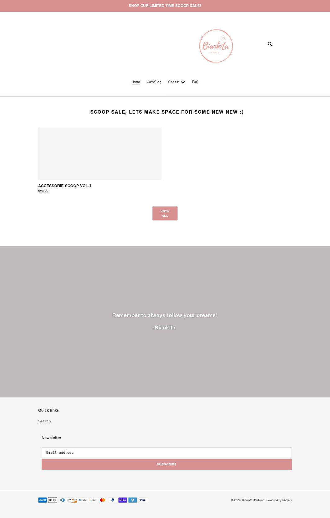 biankitaboutique.com shopify website screenshot