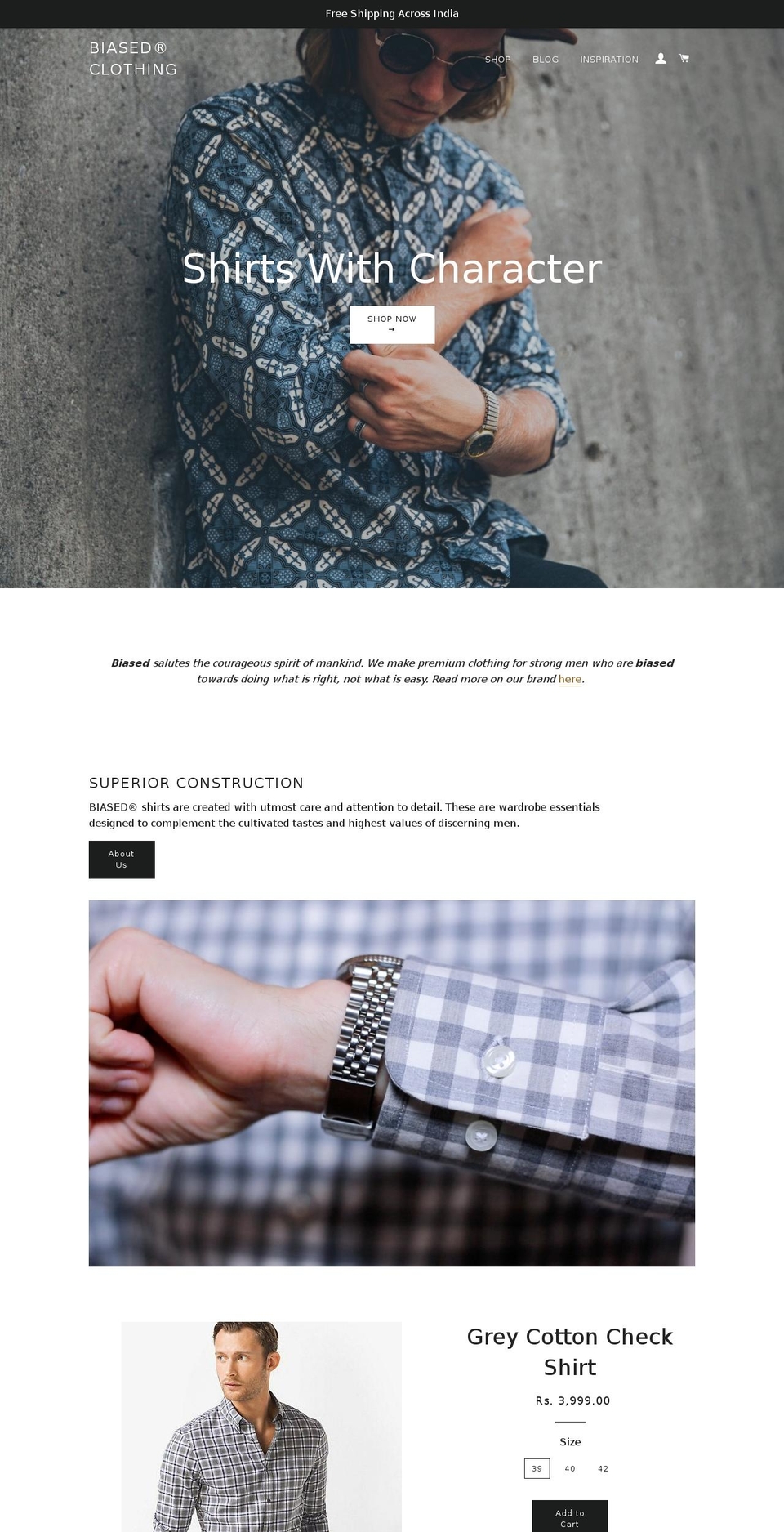 biasedclothing.com — Shopify storefront screenshot