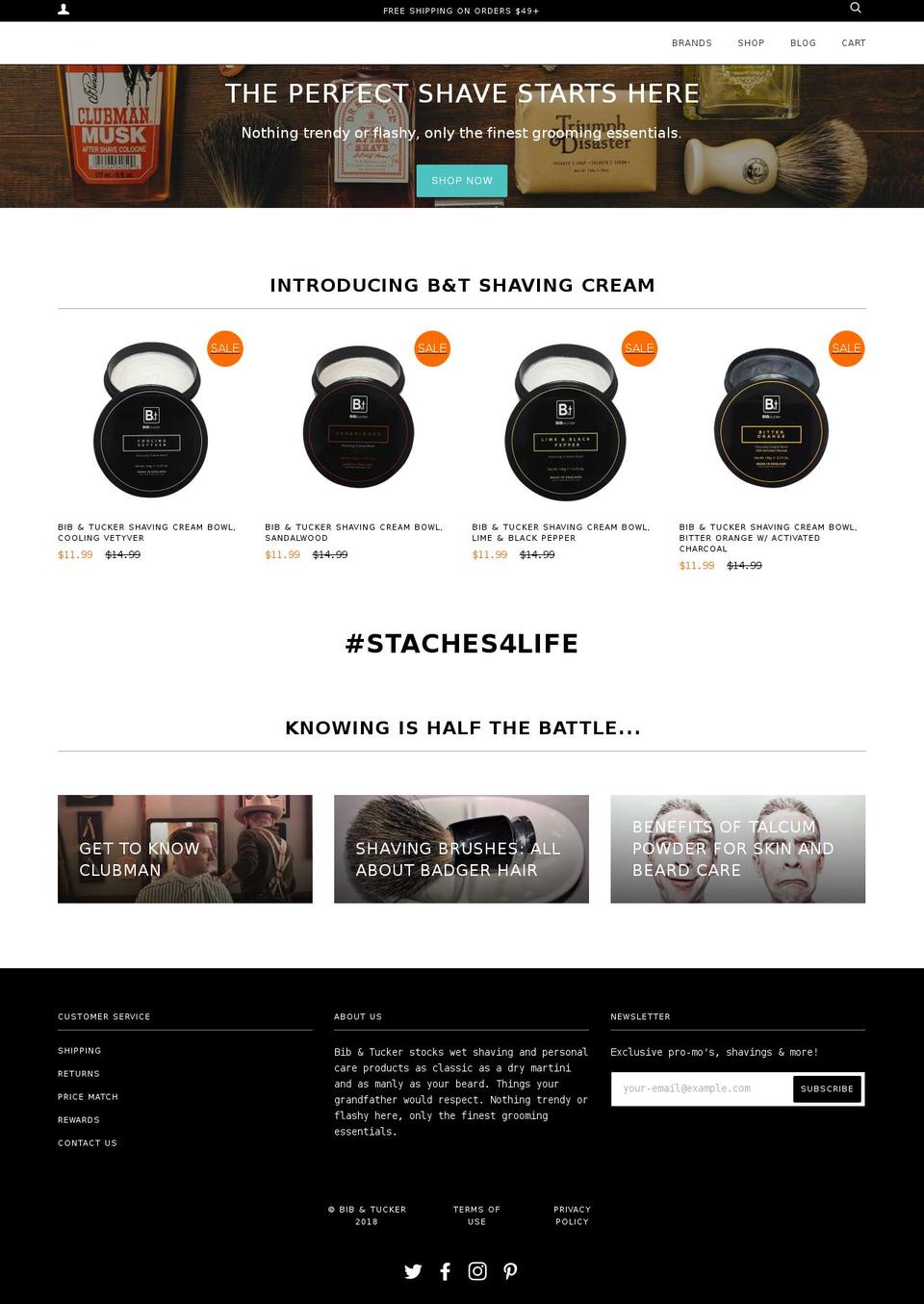 bibandtucker.com shopify website screenshot