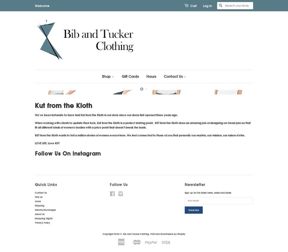 bibandtuckerclothing.com shopify website screenshot