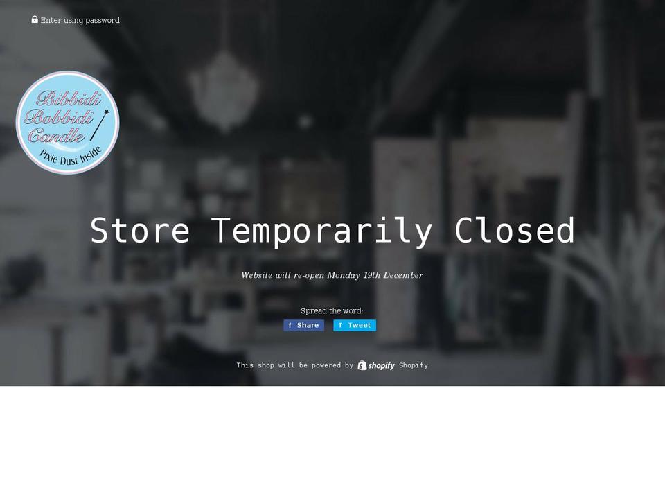 bibbidibobbidicandle.com shopify website screenshot